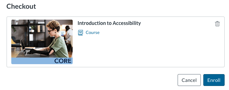 Course icon with Enroll button