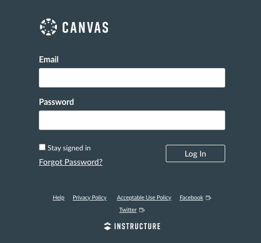 Canvas Catalog login page.