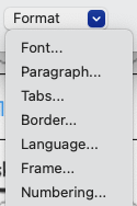 Format menu with options for Font, Paragraph, Tabs, Border and others.
