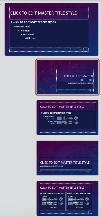 Set of layouts with a purple background and white text,
