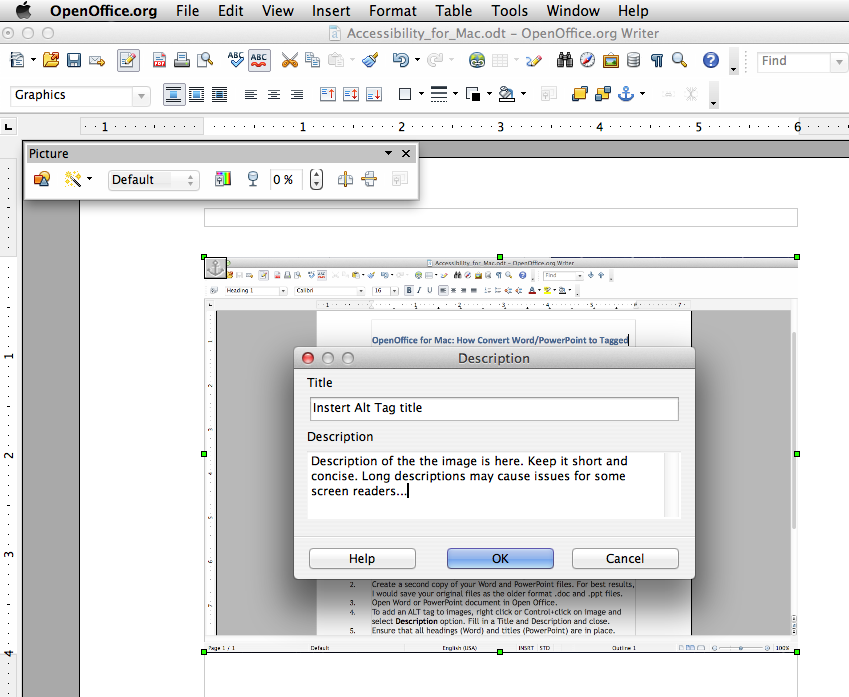 Screenshot of PDF Options window, tagging a PDF
