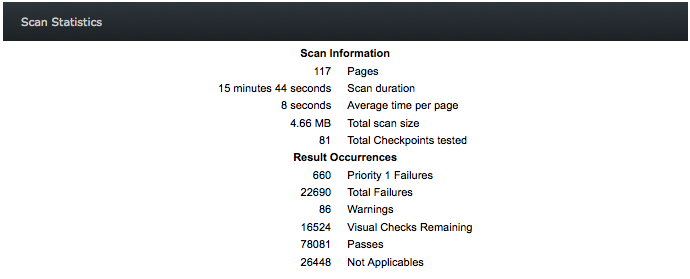 Screen shot example: Scan Information and Result Occurences