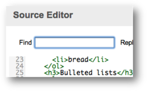 Source Editor Find field