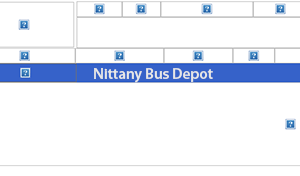 Nittany Bus Depot page with disabled images. All 11 images are missing ALT tags.